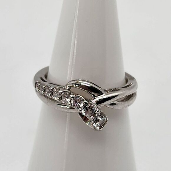Sun Sterling Silver & White Sapphire Ring (6.5) - Picture 1 of 7
